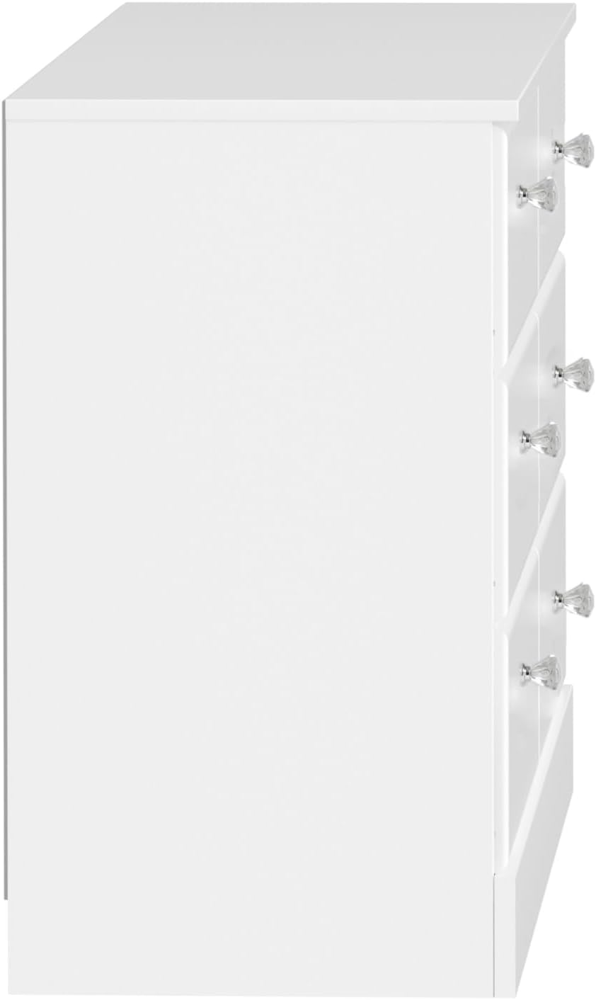 Crystal White Double Dresser with Extra Deep Drawers and Roller Glides