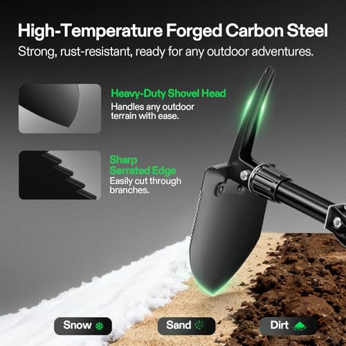 Image of VIVOSUN Folding Camping Shovel, 18'' Survival Shovel, Portable Small Shovel with High Carbon Steel, Tactical Entrenching Tool for Hiking, Digging, Backpacking, Gardening, Off Road, Beach