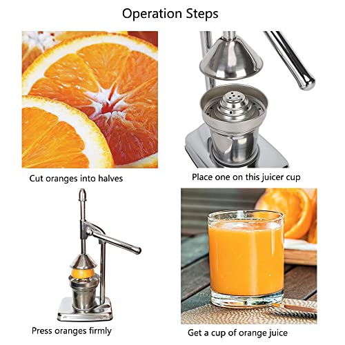 Citrus Juicer Hand Press Orange Juice Squeezer Manual Juicer Lemon Press Squeezer For Lime Pomegranate Grapefruits And Other Fruit Stainless Steel Silver #TOP2