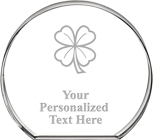 Pisapapeles de círculo de pie de trébol de cuatro hojas, grabado personalizado 4 hojas trébol cristal pisapapeles regalo Prime