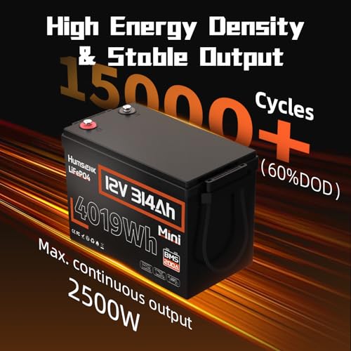 Image of 48V 314Ah (4 PACK 12V 314Ah) Battery LiFePO4 Lithium Built-in 200A BMS, 15000 Deep Cycles Battery 4019Wh with Low-Temp Protection for RV Marine Home Energy Storage Off-Grid Living