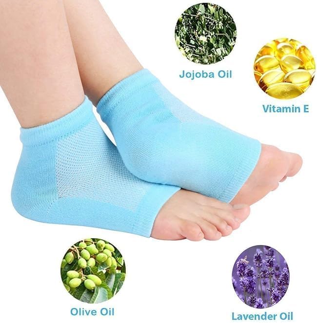 Heel Pain Relief Silicone Gel Heel Socks Foot Protector Anti Crack Heel Socks Heel Protector Socks Silicon Toe Free Heel Pain Relief Socks for Men and Women