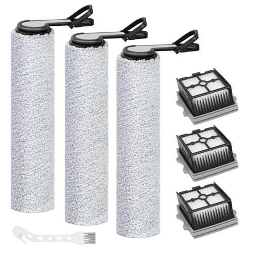 Image of Roller Brush and Filters Replacement Parts for Tineco Floor One Stretch S6 /S7 Stretch /i6 Stretch /S9 Artist Cordless Wet Dry Vacuum Cleaner- 3 Roller Brushes + 3 HEPA Filters + 1 Cleaning Brush