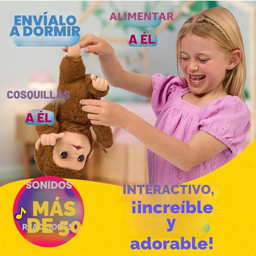 Miniatura 4 de My Baby Monkey de Little Live Pets: Mono Mango con más de 50 Sonidos y reacciones. con su expresiva Boca móvil, Come y se Chupa el Dedo. Se cuelga de Las Manos y los pies, ¡como un Mono de Verdad!