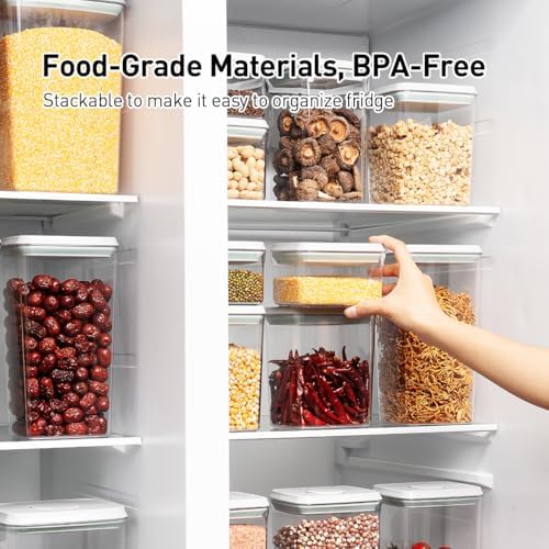 Food Storage Containers with Lids,2.9Qt 2Pcs Airtight Pop Food Storage Containers, BPA-Free Stackable Kitchen Pantry Organizers and Storage, One Button Opening Flour and Sugar Container Sets