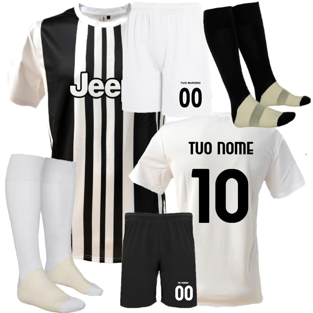 JUVENTUS Completo Calcio Personalizzabile | Replica Campionato Calcio Serie A | Maglia Pantaloncino e Calzettoni PS 40525