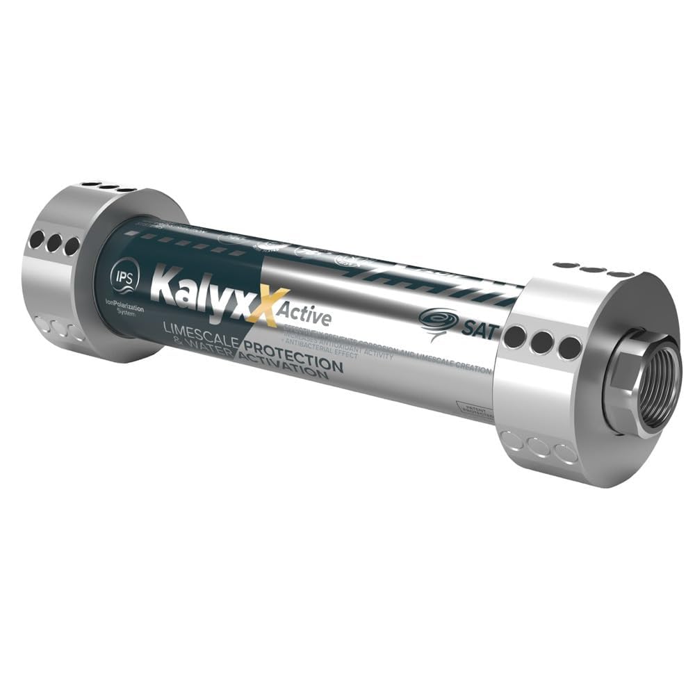 Swiss Aqua Technologies | Descalcificador de agua innovador, antical y antibacteriano IPS Kalyxx Active G 1/​2" hembra IPSKXAG12 | Reducción de la cal | Instalación rápida | Sin mantenimiento