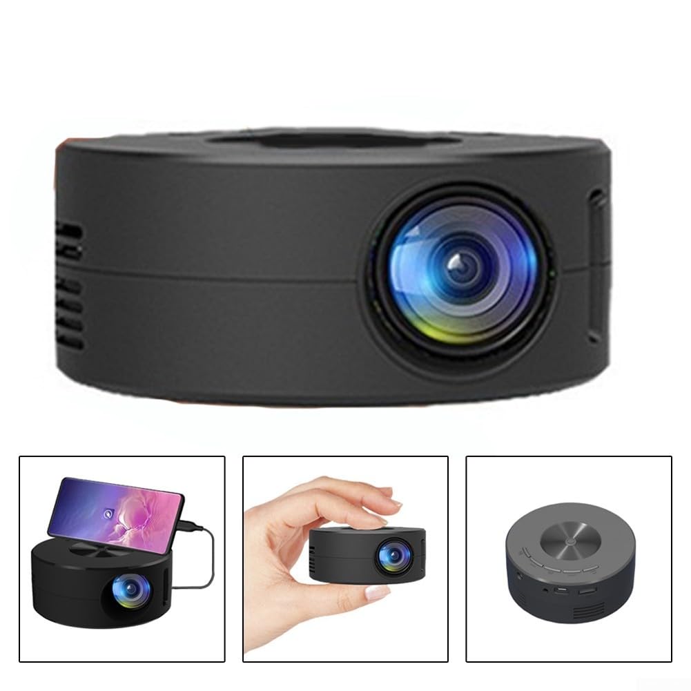 YT200 Mini projecteur de téléphone portable LED pour divertissement multimédia compatible avec les appareils mobiles, haut-parleurs externes, connexion casque pour la maison, les voyages