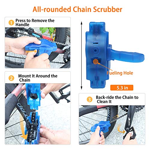 10 Pieces Precision Bicycle Cleaning Brush Tool Including Bike Chain Scrubber and 2 Tire Brushes Suitable for MTB, Road, City, Hybrid,BMX and Folding Bike - Thumbnail 5