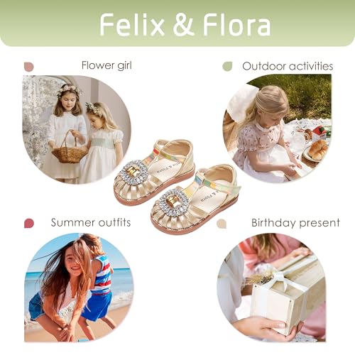 Image of Felix & Flora Toddler Girls Sandals Soft Rubber Princess Flat Shoes Flower Girl Shoes