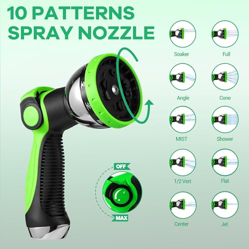 Uitbreidbare tuinslangpijp, verbeterde 3-laags latex no-knik flexibele waterslang, 3/4 "& 1/2" metalen connectoren, 10 functie sproeikop 50FT - Afbeelding 5