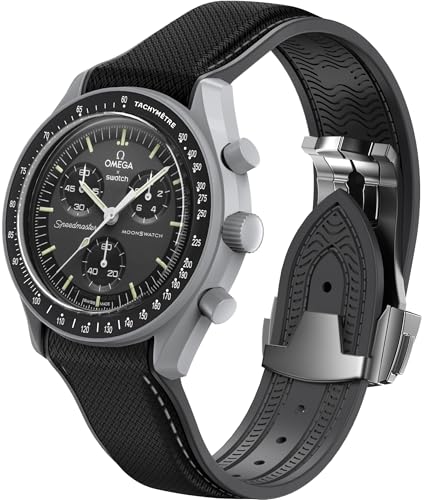 Image of Strap for Omega x Swatch MoonSwatch Watch, 20mm Folding Buckle Color Collision Band, Curved No Gap Replacement Strap for Swatch Omega Men Women