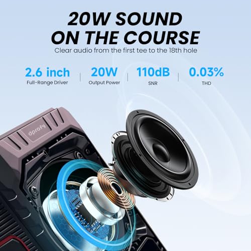 Image of Dprofy Magnetic Golf GPS Speaker Work with Dprofy App, 2.8 inch Touchscreen Display, Visual & Audible Distances, IPX6 Waterproof, 15+ Hour Battery, Adjustable Screen Color, Hazard Detection