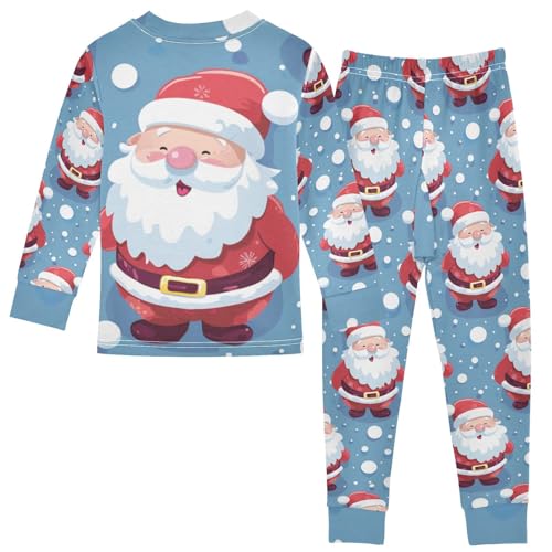 Fustylead Christmas Santa Claus in Winter Long Sleeve Top and Matching Bottom Cotton Pajama Sets2