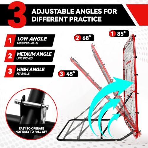 image for PUULIVEE 48x52inch Baseball Rebounder Anti-UV 3 Adjustable Angles Fiel