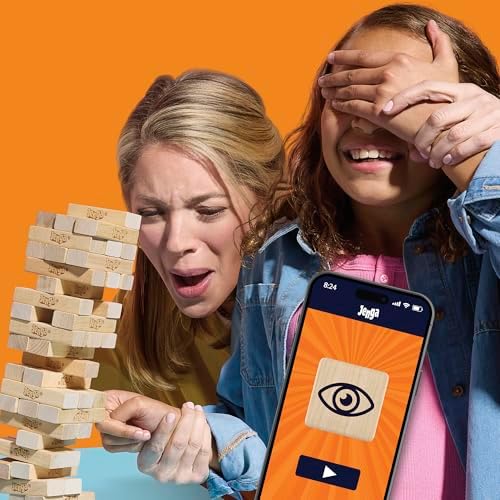 Jenga Official Hasbro Games | Digital Die for 6 More Ways to Play | Original Wood Block Game | Stacking Tower | Ages 6+ | 1+ Players | Party Games - View 7