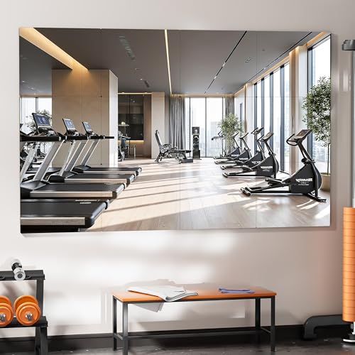 Hasipu Miroirs muraux pour Salle de Sport 35L x 29l cm (Lot de 12), miroirs muraux Autocollants en Verre trempé 5 mm, sans Cadre, pour l'exercice à la Maison