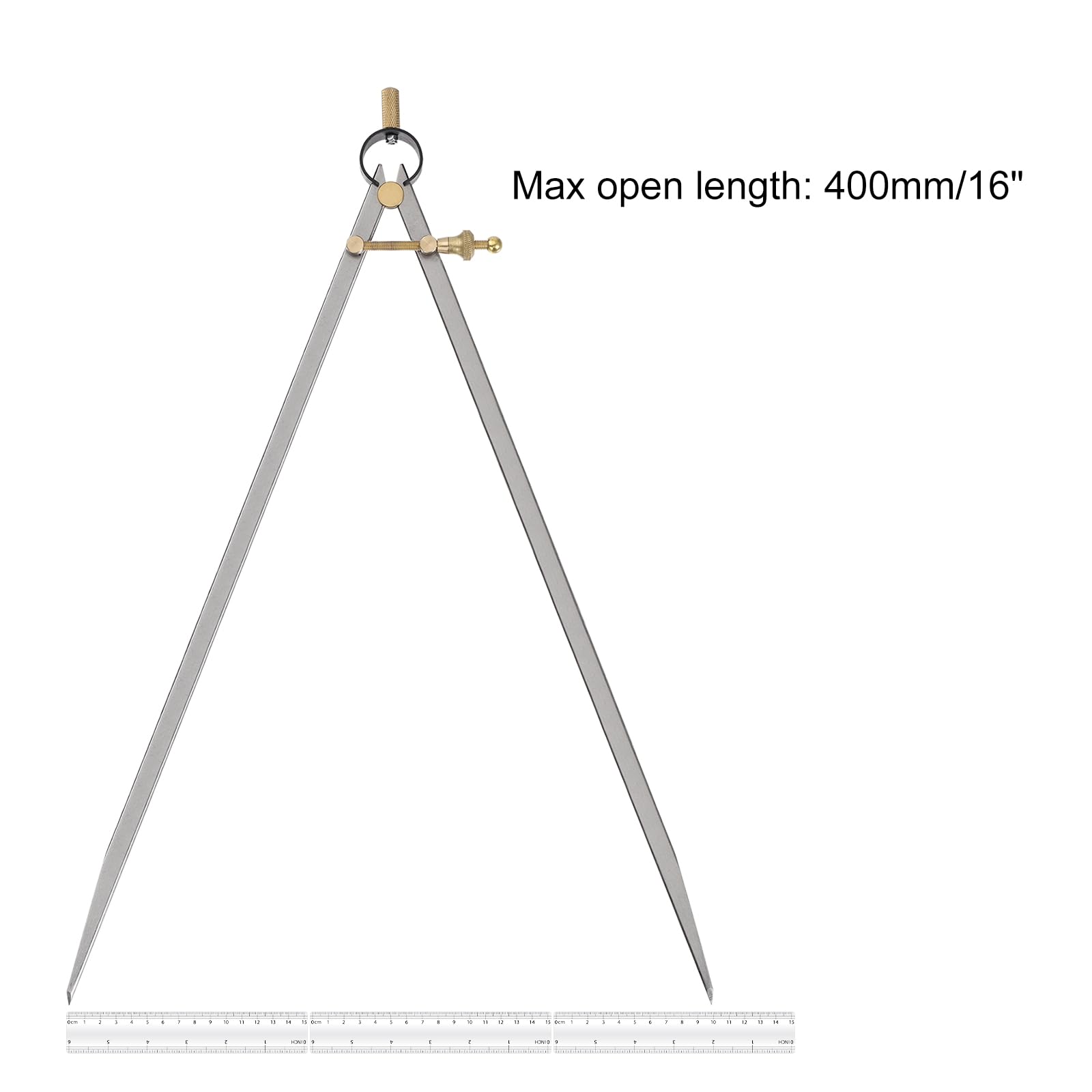 Compas à Ressort à Branches Plates - [16 Pouces] Compas à Ressort en Acier au Carbone Avec Pivot en Laiton pour le Dessin et le Travail des Métaux, Branche Plate