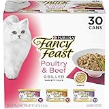 Purina Fancy Feast Grilled Gravy Wet Cat Food Variety Pack, Poultry & Beef Grilled Collection - (30) 3 oz. Cans