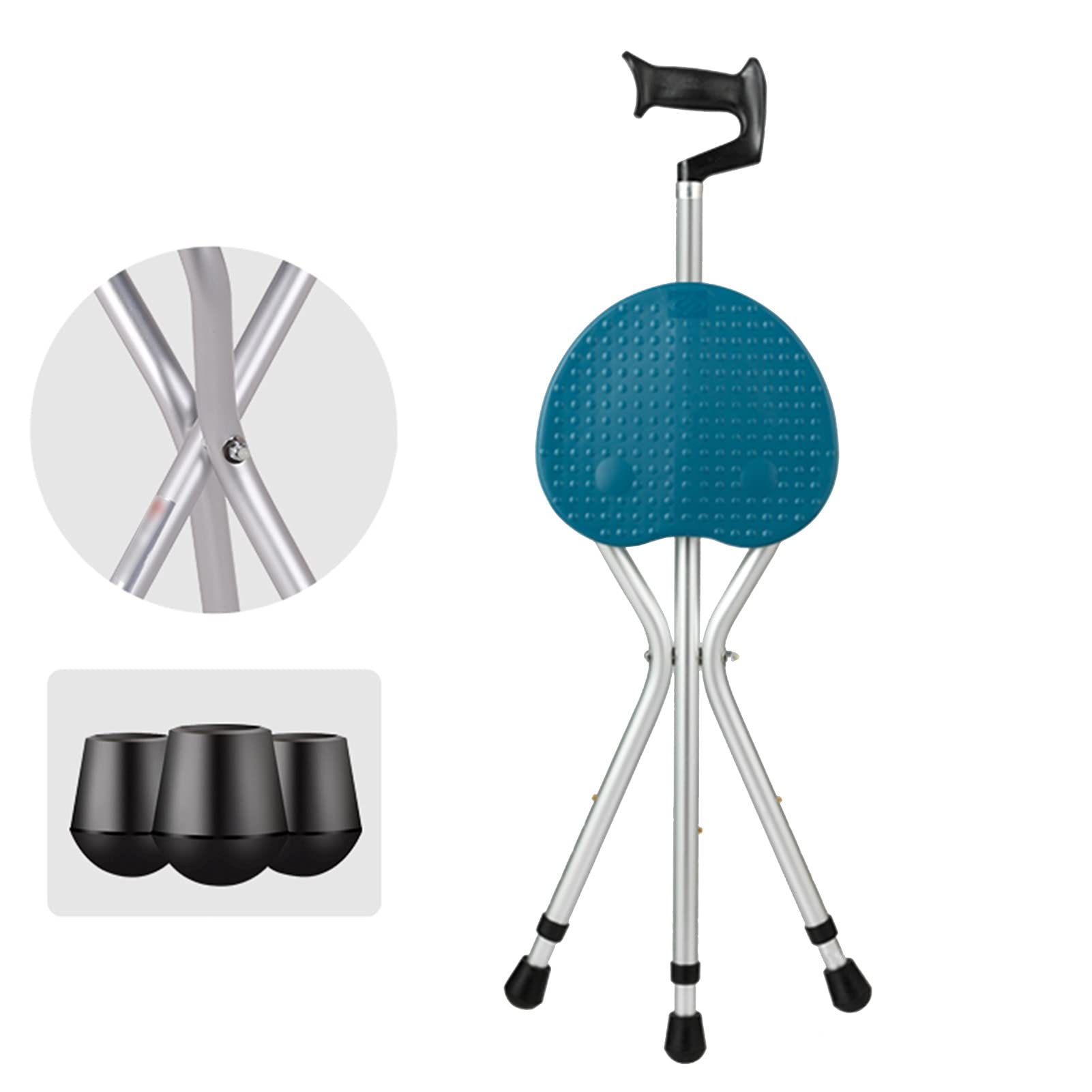 Silla para Caminar portátil para Hombres y Mujeres, Altura Ajustable Telescópico Caña de Caminar, Ligero Cómodo Paseo (Color : Brown)