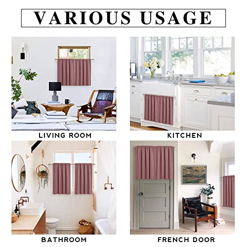 RYB HOME Bedroom Curtains Blackout - Light Block Energy Efficiency Small Window Treatment Drapes for Kitchen Dining Baby Nursery Morden Decor, W 42 x L 54 inch, Dusty Rose, 2 Panels