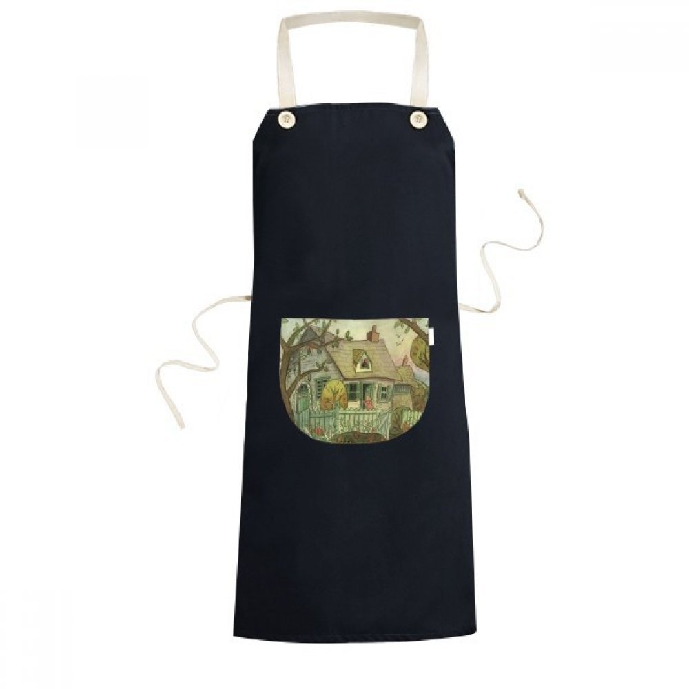 Tablier Aquarelle Chat Centre-Ville DIYthinker 70x67cm Noir pour Cuisine