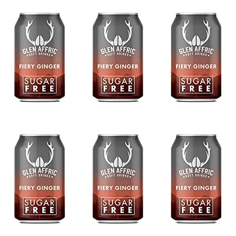 Glen Affric Craft Soda (330ml x 12 Cans), Non-Alcoholic Sugar Free Fizzy Drink, Only Natural Flavours, Zero Calories, Zero Sugar and Zero Carbs (Fiery Ginger) Cover