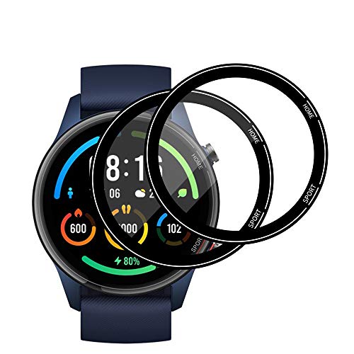 AiMok 2 Piezas Protector de Pantalla Compatible con Xiaomi Mi Watch [Anti-rasguños] [HD transparente] 3D Cobertura Completa Protector de Pantalla para Xiaomi Mi Watch