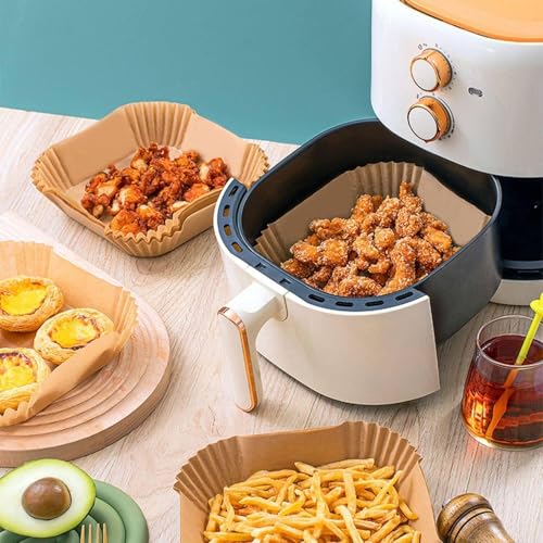 Image of RJ Shop 8 Inch Air Fryer Liners Disposable - 100 PCS Strong Square Parchment Paper for 5-8 QT Air Fryer (Square)