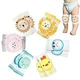 Xtinmee 6 Pairs Baby Crawling Knee Pads Large Baby Knee Protectors with Spongy Pads Breathable Leg Warmers Anti Slip Leg Protector Accessories for Toddlers Baby Boys Girls 2-4 Years Old, XL