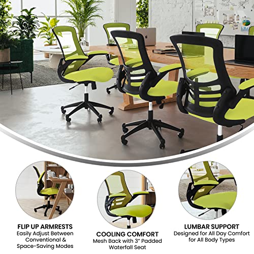 Image of Flash Furniture Kelista Office Chair, Ergonomic, Mid-Back, Green Mesh with Swivel