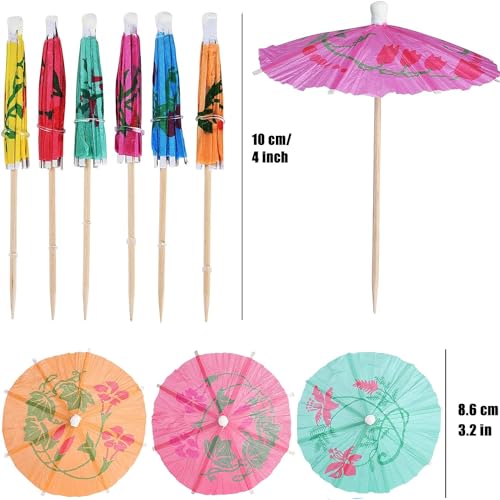 Haundry Cocktail Umbrella Picks, 50-Pack Drink Umbrella Toothpicks, Colorful Paper Cupcake Toppers For Luau Party Sandwich Fruit thumb #1