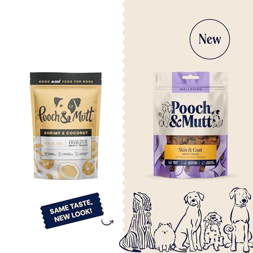 Pooch & Mutt - Getreidefreie Fleisch-Leckerlis für Hunde, Garnelen & Kokosnuss, 7x120 g