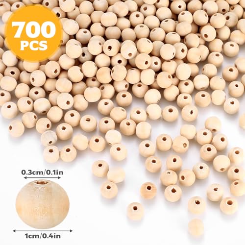 ywchoshe 700 Pcs 10mm Natural Round Wood Beads for Crafting DIY Jewellery Making, Decorations, Macrame Beads - Image 2