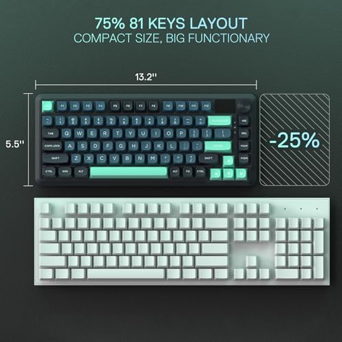 Image of Redragon K724 PRO Wireless Gasket Gaming Keyboard with Hype Screen and Button, 80% Mechanical Keyboard, Easy to Use 1.14 Inch TFT Info Display, 5-Layer Noise Reduction, Linear Switch