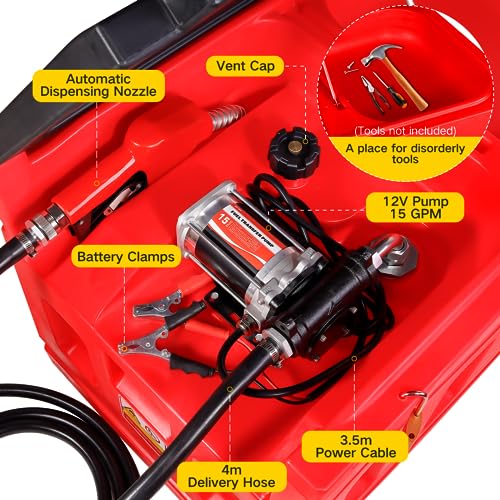 Lappplsp YL0053 Portable 48 Gallon Fuel Tank With Pump For Gasoline & Diesel, 15Gpm High Flow Rate 12V Dc Self-Priming Fuel Transfer Pump thumb #5