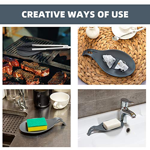 image for iNeibo Silicone Spoon Rest For Kitchen Counter, Silicone Spoon Holder 