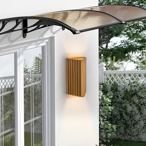 Image of 11 inch Modern Outdoor Wall Lights Hand-Brushed Vintage Gold LED Exterior Lighting Fixtures Outdoor Wall Sconce Light for House Exterior Garage Porch Patio