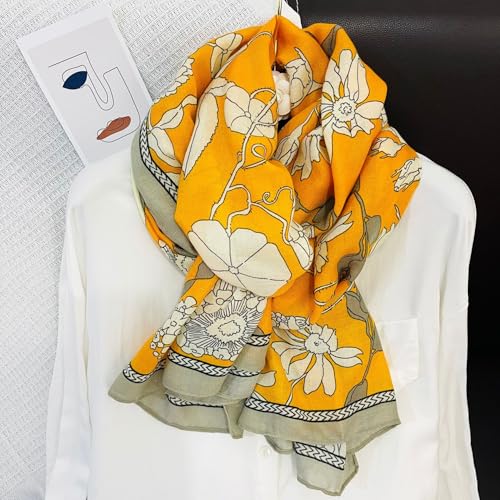 Lightweight Scarves Fashion Flowers Print Women Cotton Wrap Scarf Head Shawl Spring Gift2