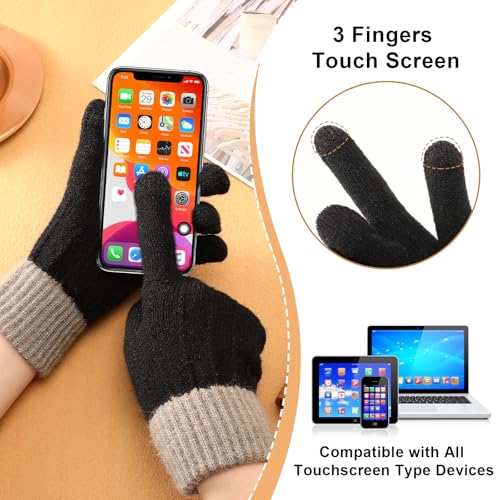 Clothirily Winter Gloves for Women - Stretchy Touchscreen Winter Gloves, Soft Warm Women's Knit Glove for Cold Weather - Image 6