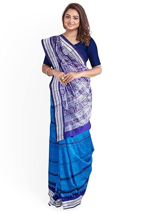 Image of Handmade Pure Bomkai Silk Saree Khandua Natural Silk Ikkat Saree For Women /Ethnic Wear /Traditonal Saree /Handloom Saree With Regular Fit Blouse Piece