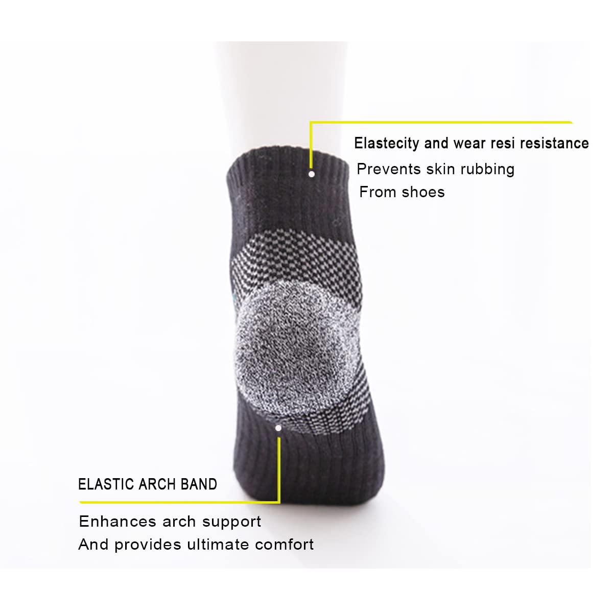 Herrensocken, 6 Paar, Anti-Blasen, gepolstert, atmungsaktiv, Laufsocken, Baumwolle, Sportsocken, Sportsocken, weiß, 6-8