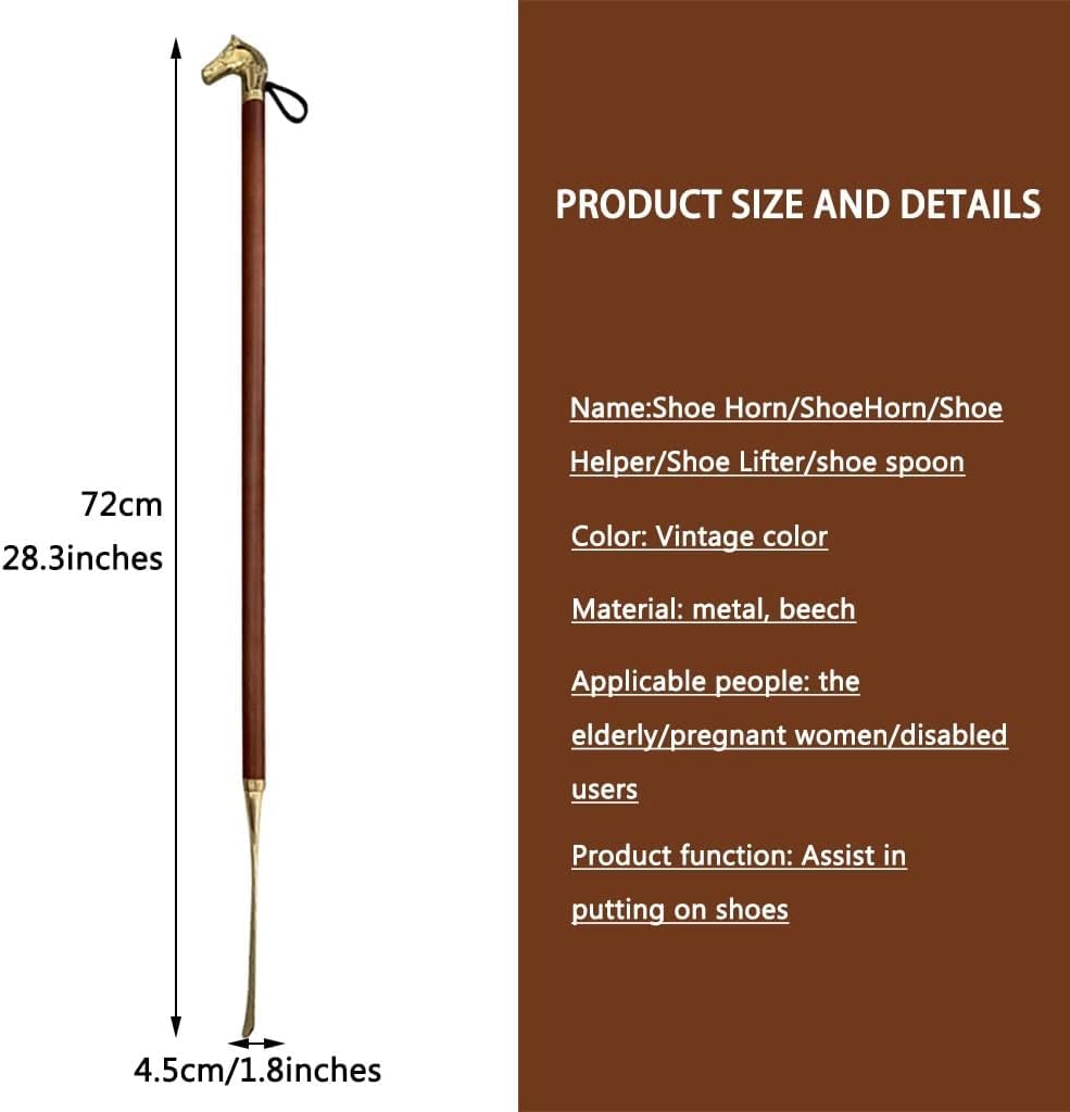 Schuhanzieher mit langem Griff für Senioren, amerikanischer kreativer Schuhhelfer in Pferdekopfform, High-End-Schuhheber mit mittlerem und langem Griff für den Haushalt, Geschenkverpackung