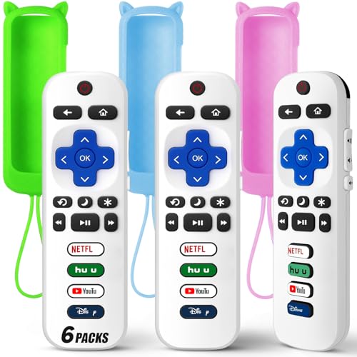 Paquete de 3 controles remotos de repuesto solo para Roku TV con funda protectora de silicona suave (brilla en la oscuridad), control remoto universal para TCL/Onn/Hisense/Sharp/Element/Philips Roku