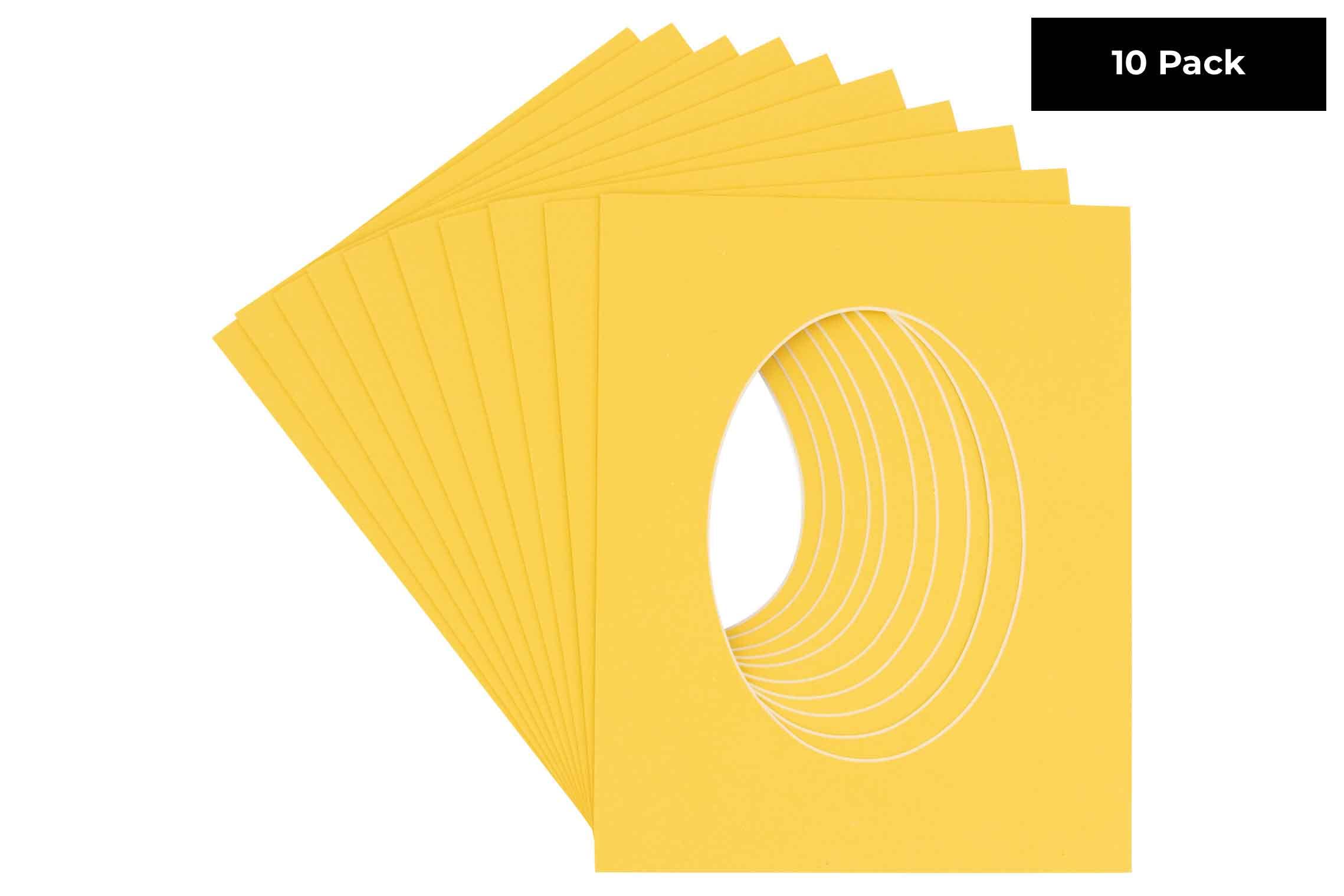 CountryArtHouse Chamois Yellow Acid Free 16x20 Oval Picture Frame Mat with White Core Bevel Cut for 11x14 Pictures - Fits 16x20 Frame - Pack of 10 Matboards