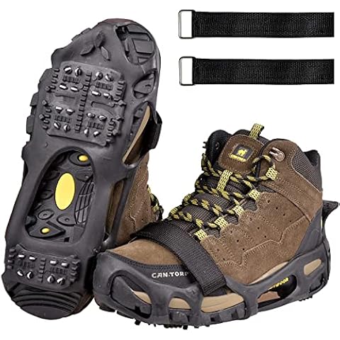 Ice Snow Spikes Grips Anti-Slip 24Teeth Ice Snow Traction Cleats Crampons Slip on Boots Footwear Winter Outdoor for Hiking Fishing Climbing (Medium) Cover