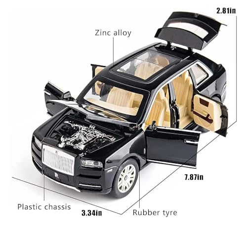 Image of LONGMIRE Metal Pull Back Diecast Car Pull Back Model with Sound Light Boys Gifts Toys for Kids Pack of 1, Multicolor (Rolls Royce Cullinan Masory)