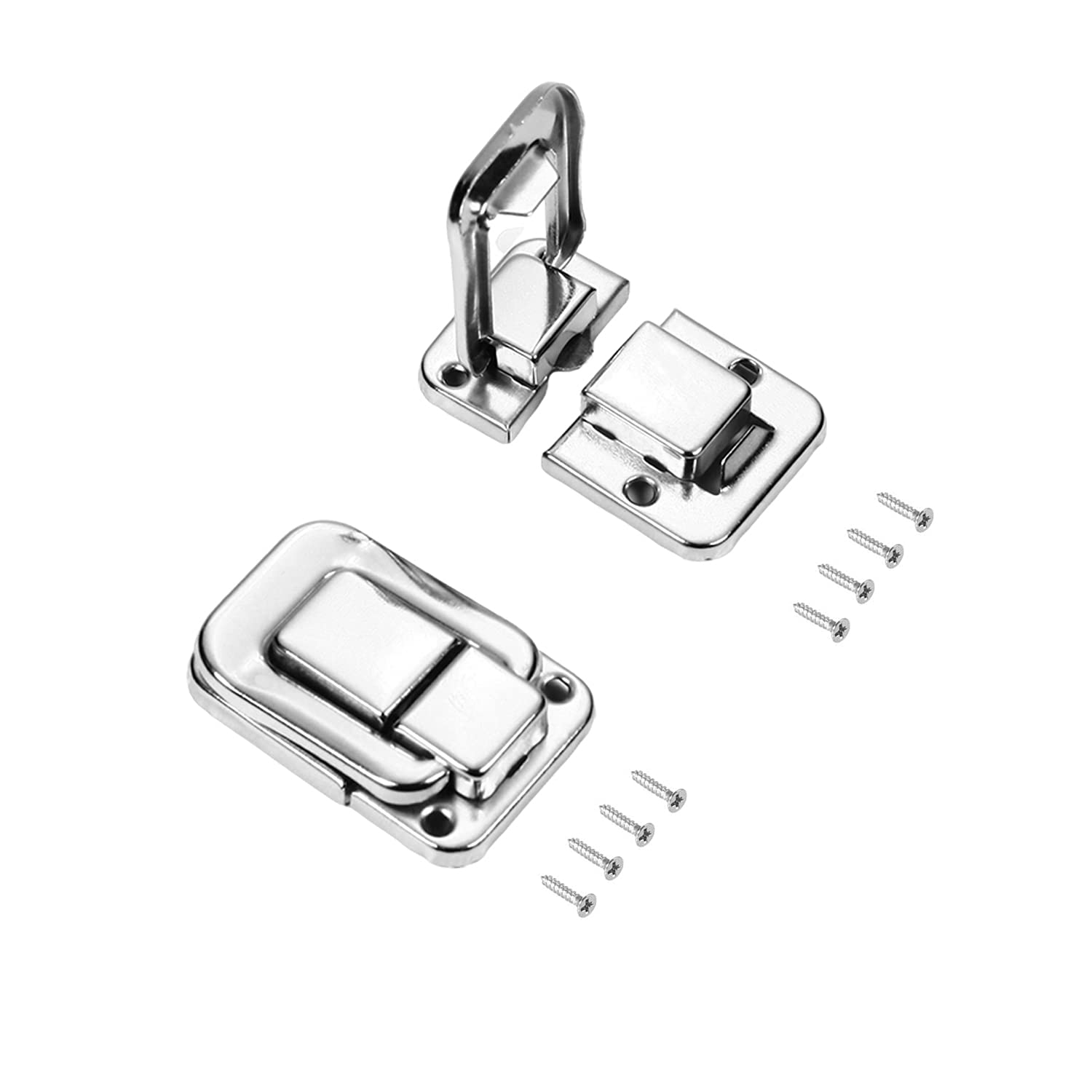 Mromax Sliver Tone Toggle Catch Lock, 48Mm Retro Decorative Sliver Hasp W Screws For Suitcase Chest Trunk Latch Clasp, Pack Of 2