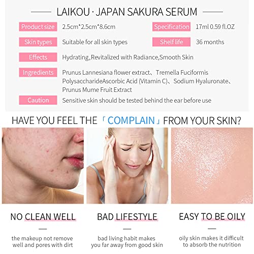 Akary 004 Sakura Face Fluid Essence Moisturizing Skin Shining Cherry Blossom Hyaluronic Acid Serum Essence Shrink Pores Tightening Skin Face Solution thumb #3