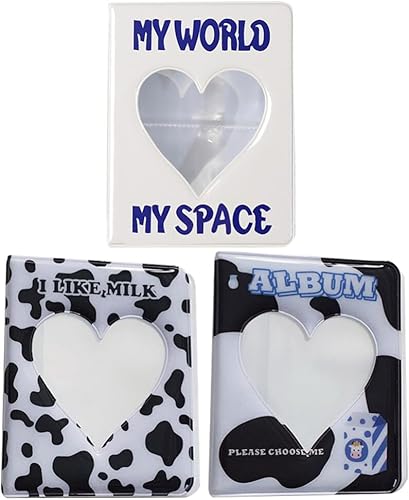 Álbum de fotos de 3 piezas, álbum de fotos de vaca, mini álbum de fotos, marco de fotos para estudiantes, portatarjetas